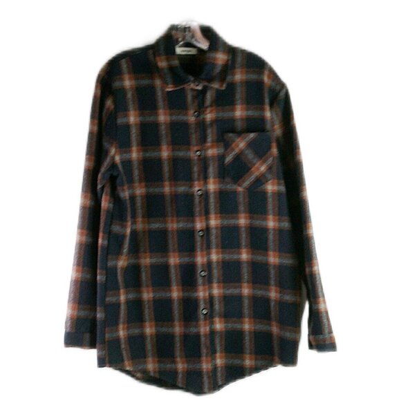 Adora - Navy/Rust Button Down Plaid Shacket - Size Large - Picture 1 of 6
